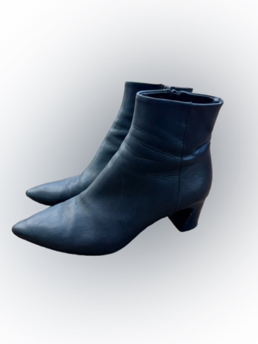 AGL Attilio Giusti Leombruni Black Leather Pointed Toe Ankle Boots Italy US 8